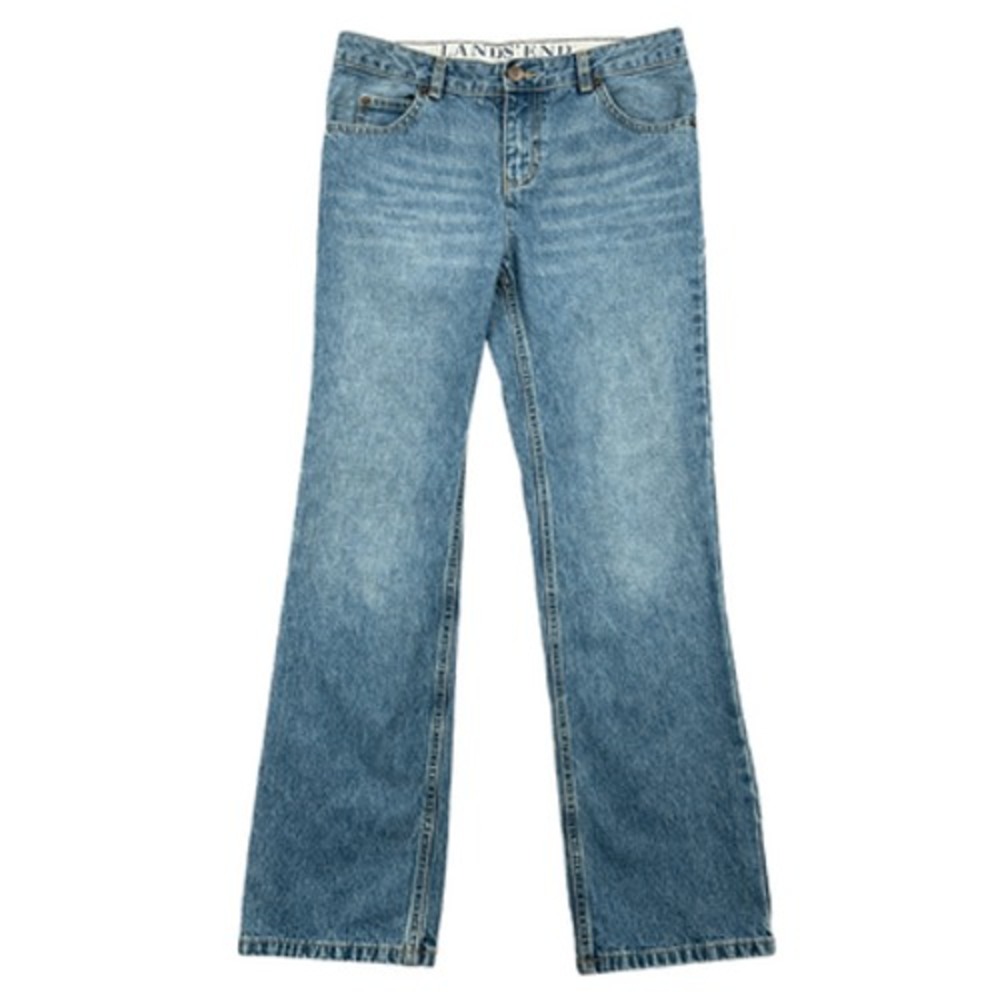 Lands End Kids Jeans Size 14 Bootcut Medium Wash Denim Pants Adjustable Waist